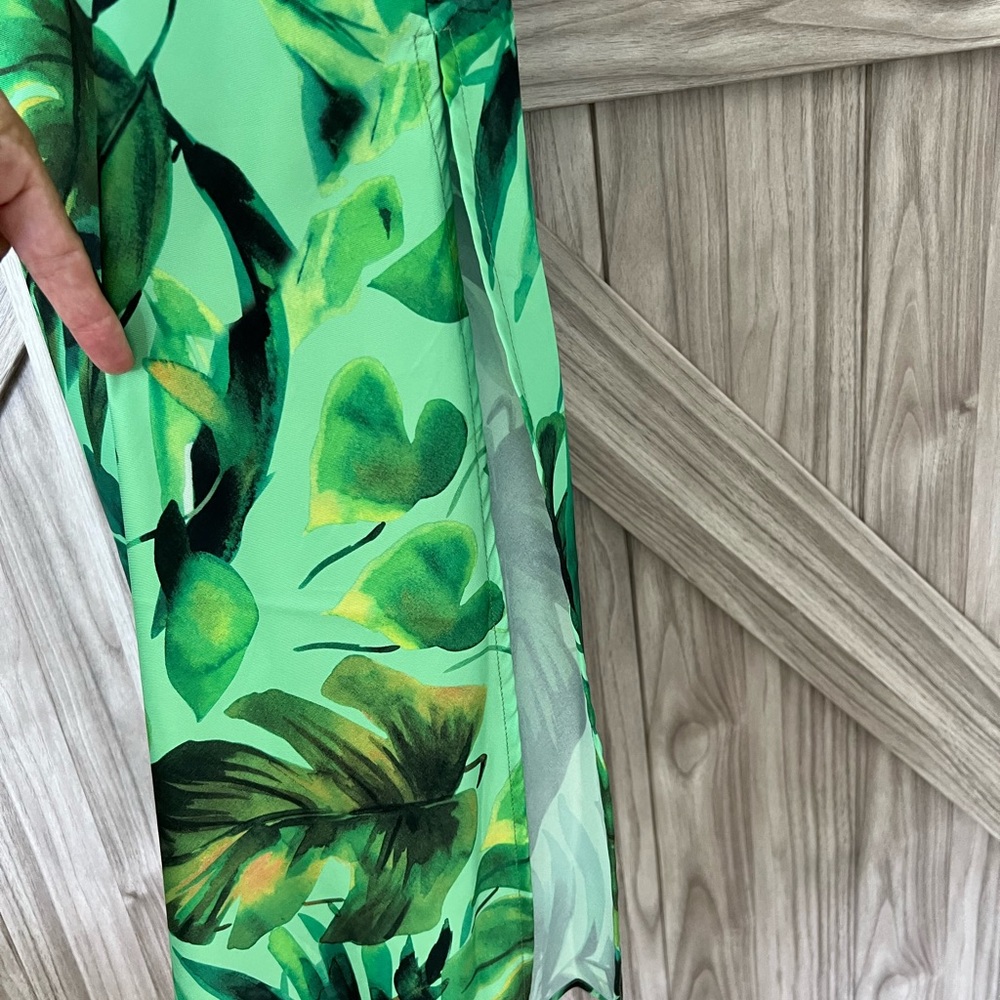 NWOT Party Dress Tropical Princess Polly Long Green Silky Hawaii Large - Picture 5 of 6